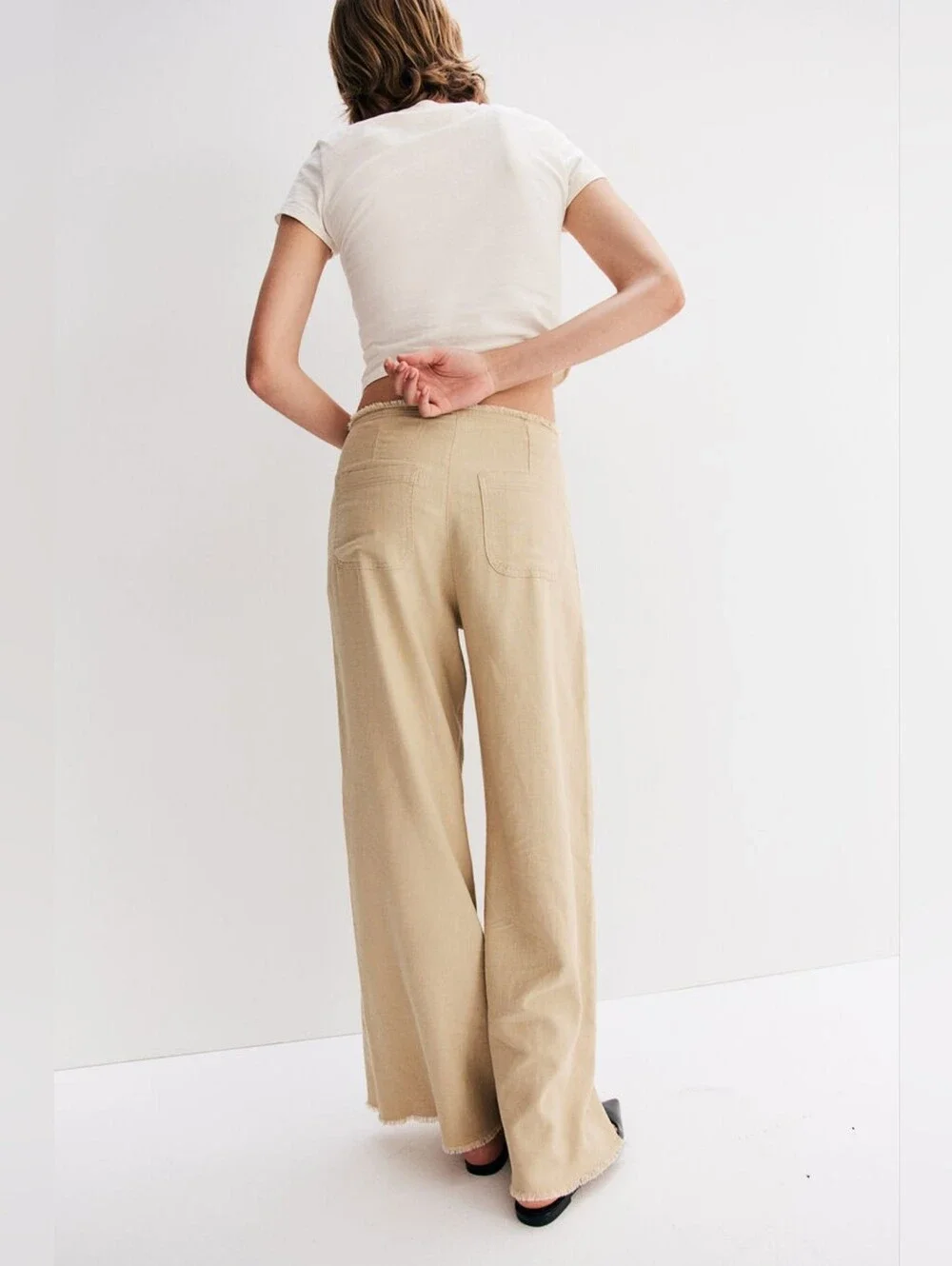Viral Divided H&M Frayed-Edge Linen-Blend Trousers